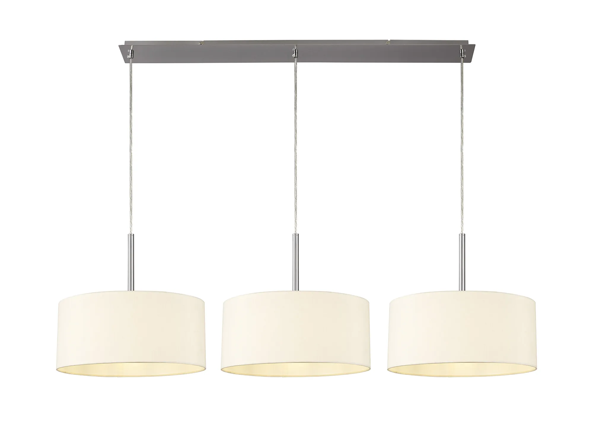 Baymont 40cm Shade 3 Light Pendant Satin Nickel, Ivory Pearl/White